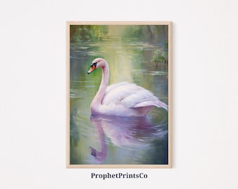 Swan Balletcore Poster Print | Preppy Wall Art | Vintage Swan Lake | Coquette Aesthetic Home Décor | Printable Wall Art | Digital Download