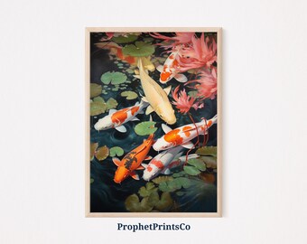 Koi Fish Print | Fish Digital Print | Japanese Feng Shui Art | Koi Fish Painting | Koi Wall Art | Printable Wall Art | Digital Download