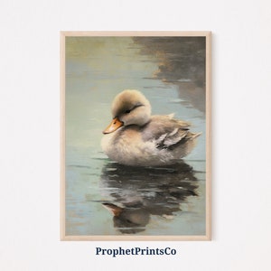 Duck Oil Painting Print | Duck Animal Wall Art | Aesthetic Lake House Art | Farmhouse Home Décor | Printable Wall Art | Digital Download