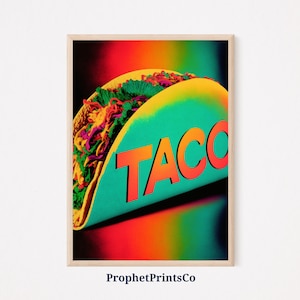 Taco Pop Art Poster Print | Mexican Food Wall Art | Taco Lover Gift | Cool Taco Kitchen Home Décor | Printable Wall Art | DIGITIAL DOWNLOAD