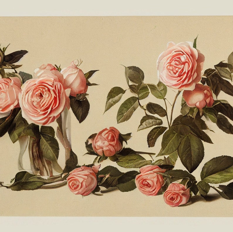 Vintage Roses Poster Print | Floral Oil Painting Wall Art | Rose Lover ...