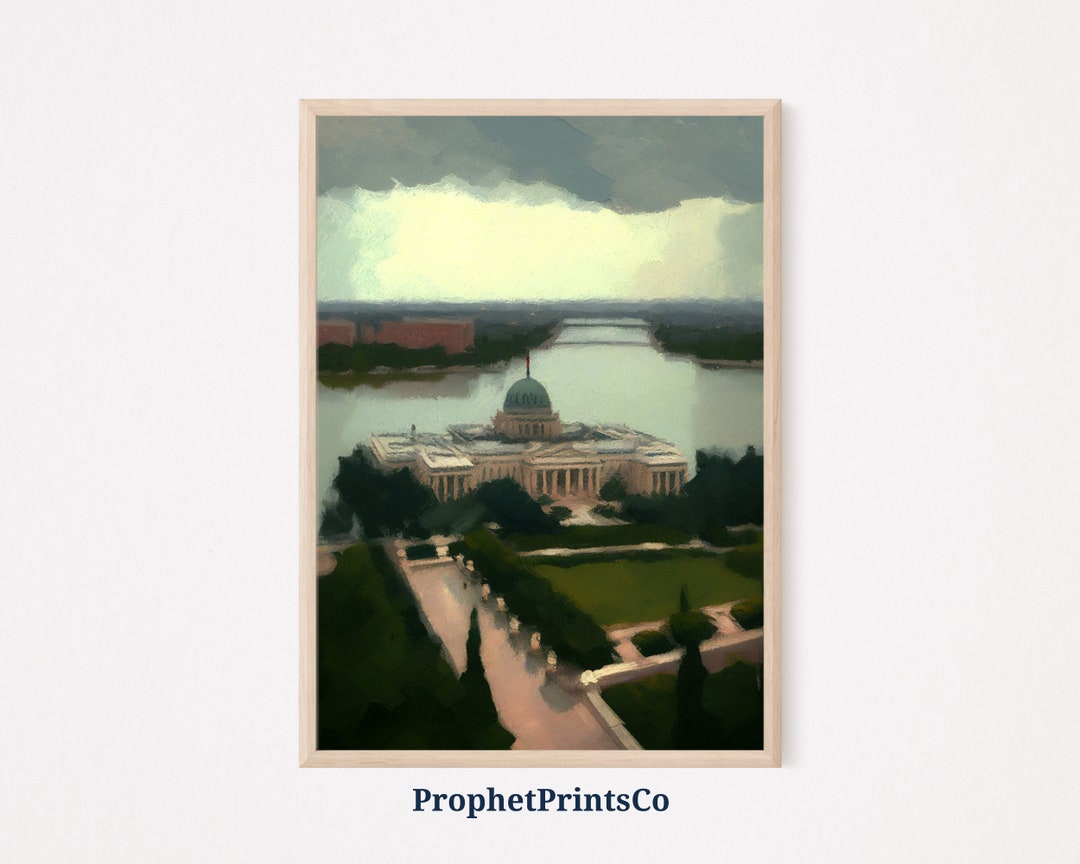 Washington DC Oil Painting Print Travel Wall Art Washington DC Art Gift