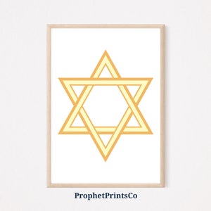 Gold-David-Stern religiöse Wand-Dekor | Einfache jüdische Wandkunst | Fledermaus Mitzwa Geschenk | Judentum Dekor | Druckbare Wandkunst | Digitaler Download