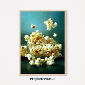 DIGITIAL DOWNLOAD Popcorn Painting Poster Print | Home Movie Theater Wall Art | Inspired By Monet | Kitchen Home Décor | Printable Wall Art