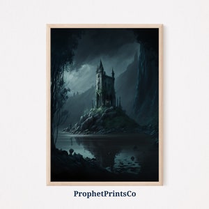 Dark Academia Landscape Poster Print | Moody Castle Wall Art | Painting | Vintage Gothic Home Décor | Printable Wall Art | DIGITIAL DOWNLOAD