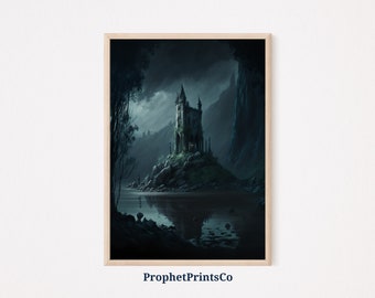 Dark Academia Landscape Poster Print / Moody Castle Wall Art / Pintura / Vintage Gothic Home Décor / Printable Wall Art / DIGITIAL DOWNLOAD