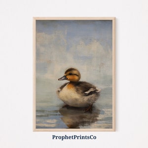 Duck Oil Painting Print | Duck Animal Wall Art | Aesthetic Lake House Art | Farmhouse Home Décor | Printable Wall Art | Digital Download