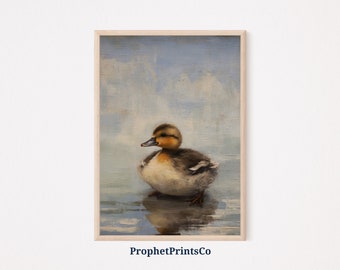 Duck Oil Painting Print | Duck Animal Wall Art | Aesthetic Lake House Art | Farmhouse Home Décor | Printable Wall Art | Digital Download