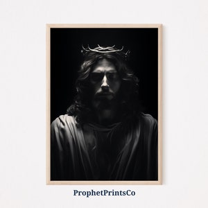 Jesus Portrait | Schwarz Weiß Kunst | Bild von Jesus | Jesus Christus Kunst | Christliche Kunst zum Ausdrucken | Druckbare Wandkunst | Digitaler Download