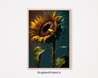 Sunflower Painting Poster Print | Original Floral Wall Art | Gift For Her | Farmhouse Home Décor | Printable Wall Art | DIGITIAL DOWNLOAD