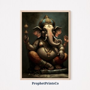 Ganesh Oil Painting Poster Print | Hindu God Wall Art | Religious Art Gift | Indian Gods Home Décor | Printable Wall Art | DIGITIAL DOWNLOAD