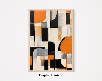 Impresión abstracta moderna de mediados de siglo / Arte de pared geométrico / Impresiones de arte moderno / Decoración minimalista para el hogar / Arte de pared imprimible / Descarga digital