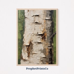 Tree Bark Oil Painting Print | Nature Wall Art | Birch Wood Wall Art | Tree Bark Texture Home Décor | Printable Wall Art | Digital Download