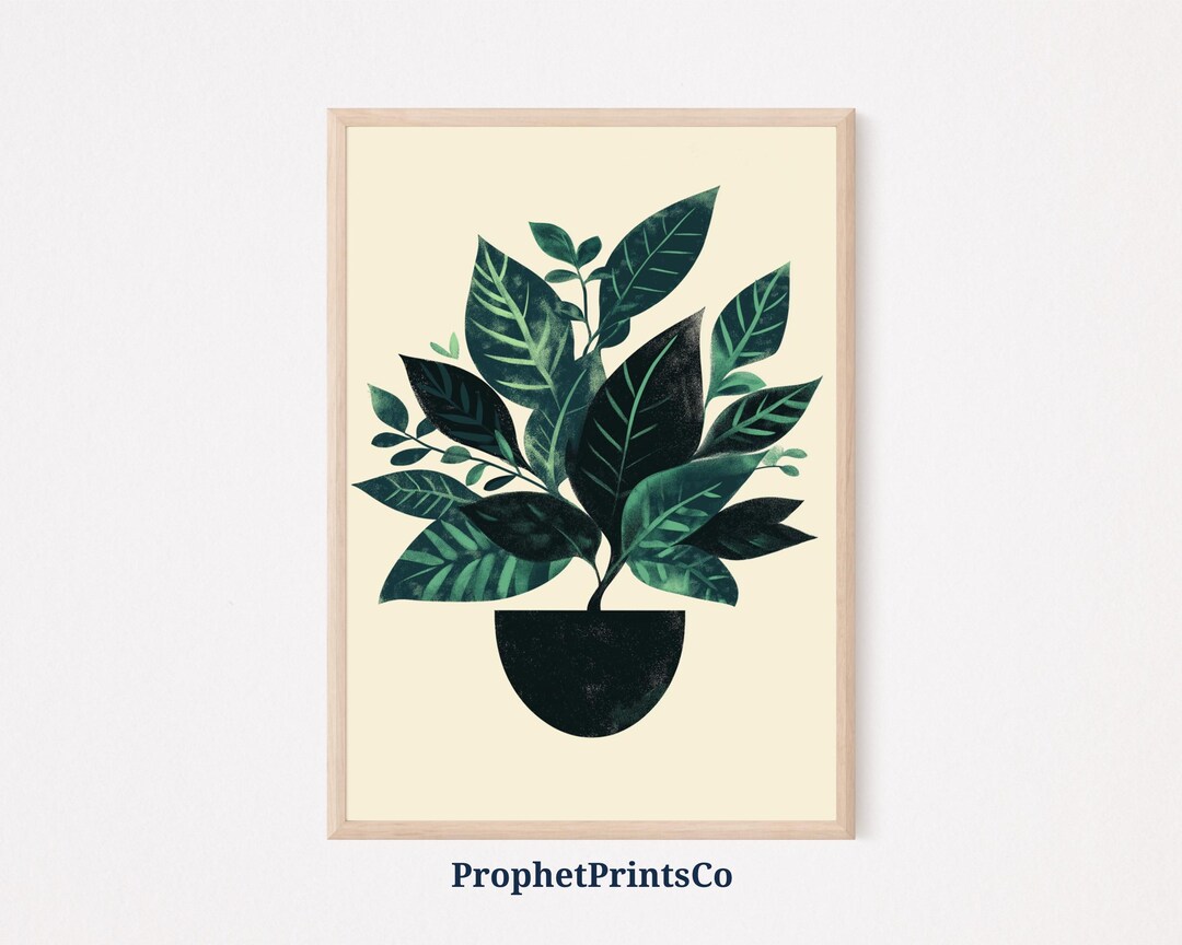 Green Plant Print | Botanical Wall Art | Minimalist Plant Decor | Boho ...