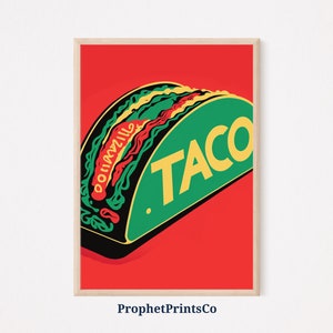 Taco Pop Art Poster Print | Mexican Food Wall Art | Taco Lover Gift | Cool Taco Kitchen Home Décor | Printable Wall Art | DIGITIAL DOWNLOAD