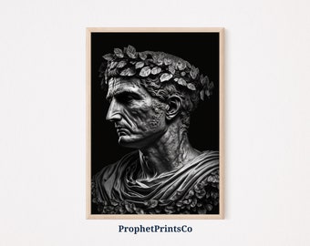 Julius Caesar Poster Print | Roman Emperor Wall Art | Ancient Rome Gift | Black And White Home Décor | Printable Wall Art | Digital Download