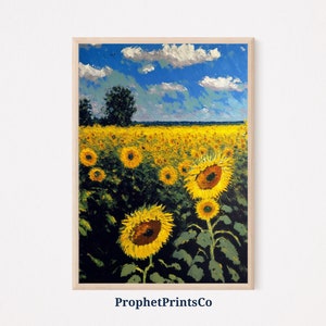 Sunflower Field Poster Print | Flower Wall Art | Inspired By Monet | Country Farmhouse Home Décor | Printable Wall Art | DIGITIAL DOWNLOAD