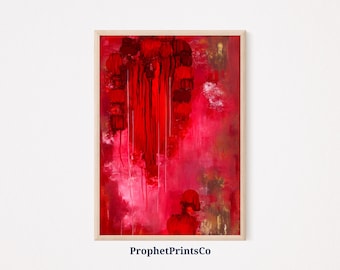Abstract Red Poster Print | Ruby Red Wall Art | Red Painting Gift | Modern Contemporary Home Décor | Printable Wall Art | DIGITIAL DOWNLOAD