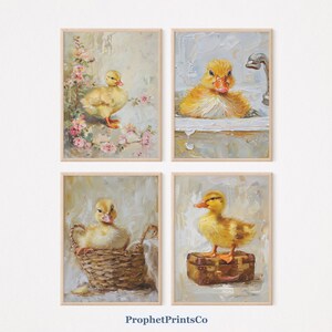 Set of 4 Cute Duck Art Prints | Nursery Animal Wall Art | Charming Home Decor | Printable Wall Art | Digital Download