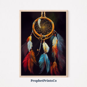 Dreamcatcher Oil Painting Poster Print | Colorful Native Wall Art | Gift For Her | Cute Home Décor | Printable Wall Art | DIGITIAL DOWNLOAD
