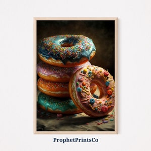 Donuts Painting Poster Print | Modern Kitchen Wall Art | Food Lover Gift | Doughnut Home Décor | Printable Wall Art | DIGITIAL DOWNLOAD