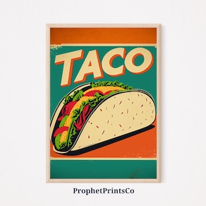 Taco Pop Art Poster Print | Mexican Food Wall Art | Taco Lover Gift | Cool Taco Kitchen Home Décor | Printable Wall Art | DIGITIAL DOWNLOAD