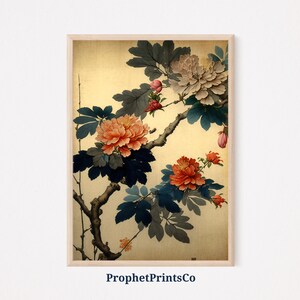 Japanese Flower Poster Print | Vintage Flower Wall Art | Flower Lover Gift | Botanical Home Décor | Printable Wall Art | DIGITIAL DOWNLOAD