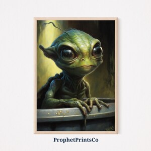 Friendly Alien Poster Print | Cute Space Wall Art | Alien Lover Gift | Retro Modern UFO Home Décor | Printable Wall Art | DIGITIAL DOWNLOAD