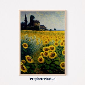 Sunflower Field Poster Print | Flower Wall Art | Inspired By Monet | Country Farmhouse Home Décor | Printable Wall Art | DIGITIAL DOWNLOAD