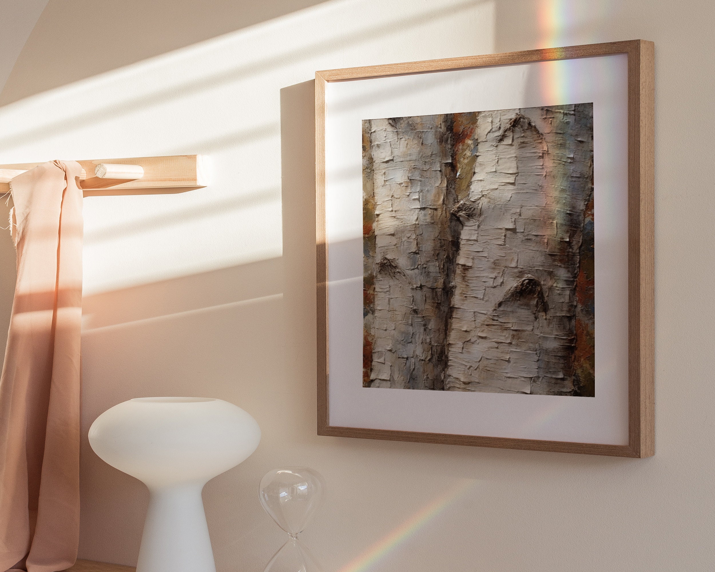 Tree Bark Oil Painting Print Nature Wall Art Birch Wood Wall Art Tree