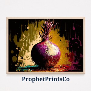 Purple Onion Poster Print | Retro Kitchen Wall Art | Onion Lover Gift | Modern Vegetable Home Décor | Printable Wall Art | DIGITIAL DOWNLOAD