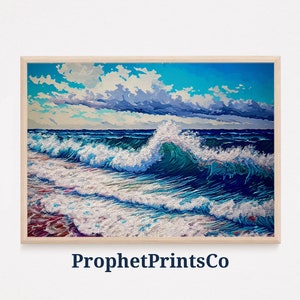 Ocean Waves Painting Print / Cute Beach Wall Art / Sea Lover Gift / Coastal Beach House Home Decor / Printable Wall Art / DIGITIAL DOWNLOAD