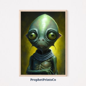 Friendly Alien Poster Print | Cute Space Wall Art | Alien Lover Gift | Retro Modern UFO Home Décor | Printable Wall Art | DIGITIAL DOWNLOAD
