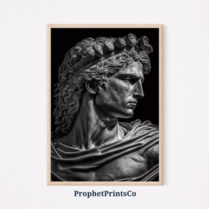 Monochrome Alexander The Great Poster Print | Ancient Greek Wall Art | B&W | Greek King Home Décor | Printable Wall Art | DIGITIAL DOWNLOAD