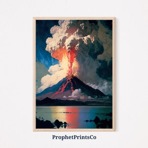 Cópia do cartaz da pintura do vulcão de &lt;br&gt; Entrega Rápida? Arte de parede havaiana vintage | Presente para amante de lava | Decoração de casa no Havaí | Arte de parede para impressão | DOWNLOAD DIGITAL