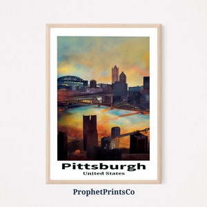 Pittsburgh Cityscape Poster Print | Steel City Kunst aan de muur | Travel Lover Gift | Pittsburgh Home Decor | Afdrukbare kunst aan de muur | DIGITIAL DOWNLOADEN