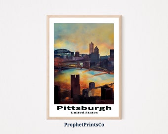 Pittsburgh Cityscape Poster Print / Steel City Wall Art / Travel Lover Gift / Pittsburgh Home Décor / Printable Wall Art / DESCARGA DIGITAL
