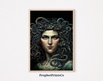 Medusa Poster Print | Vintage Oil Painting Wall Art | Feminist Gift | Greek Mythology Home Décor | Printable Wall Art | DIGITIAL DOWNLOAD