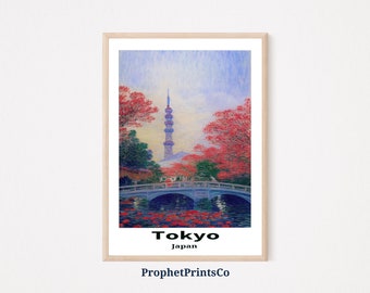 Tokyo Japan Cityscape Poster Print | Japan Wall Art | Travel Lover Gift | Tokyo Painting Home Décor | Printable Wall Art | DIGITIAL DOWNLOAD