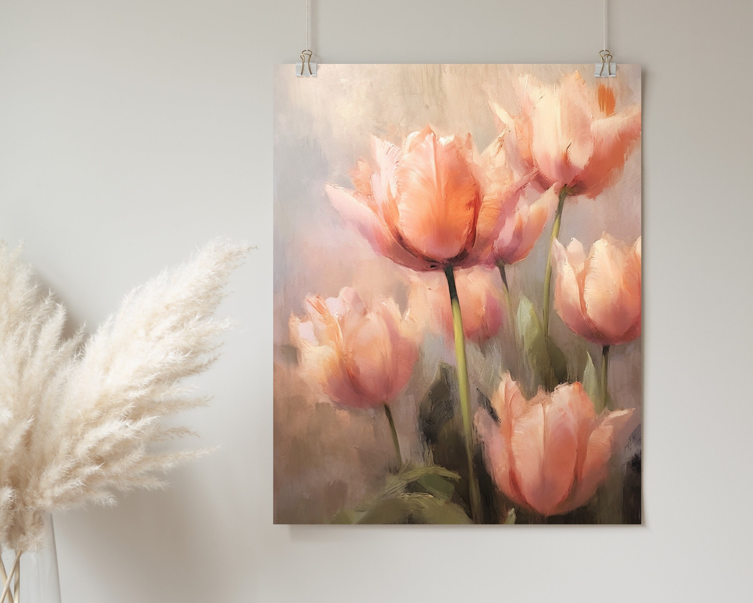 Tulip Oil Painting Print Flower Market Poster Botanical Wall Art ...