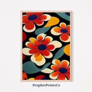 DIGITIAL DOWNLOAD 60s Groovy Poster Print | Retro Flower Wall Art | 70s Psychedelic Print | Floral Wall Art | Printable Wall Art