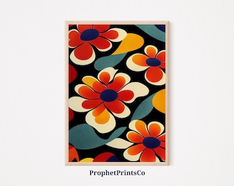 DIGITIAL DOWNLOAD 60s Groovy Poster Print | Retro Flower Wall Art | 70s Psychedelic Print | Floral Wall Art | Printable Wall Art