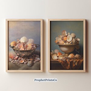 Set Of 2 Vintage Seahell Painting Prints | Original Antique Print | Coastal Wall Decor | Beach Decor | Digital Download | Printable Wall Art