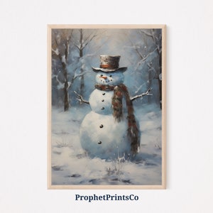 Snowman Art Print | Christmas Wall Decor | Rustic Christmas Art | Christmas Wall Art | Vintage Xmas | Printable Wall Art | Digital Download