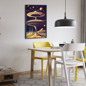 DIGITIAL DOWNLOAD Surreal UFOs Poster Print Flying Saucer Wall Art UFO Lover Gift Space & Alien Home Décor Printable Wall Art image 5