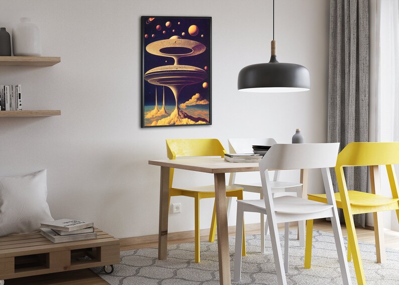 DIGITIAL DOWNLOAD Surreal UFOs Poster Print Flying Saucer Wall Art UFO Lover Gift Space & Alien Home Décor Printable Wall Art image 5