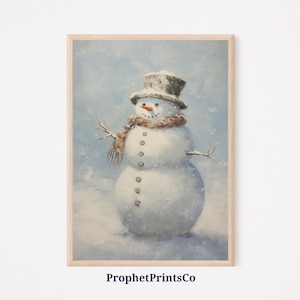Snowman Art Print | Christmas Wall Decor | Rustic Christmas Art | Christmas Wall Art | Vintage Xmas | Printable Wall Art | Digital Download