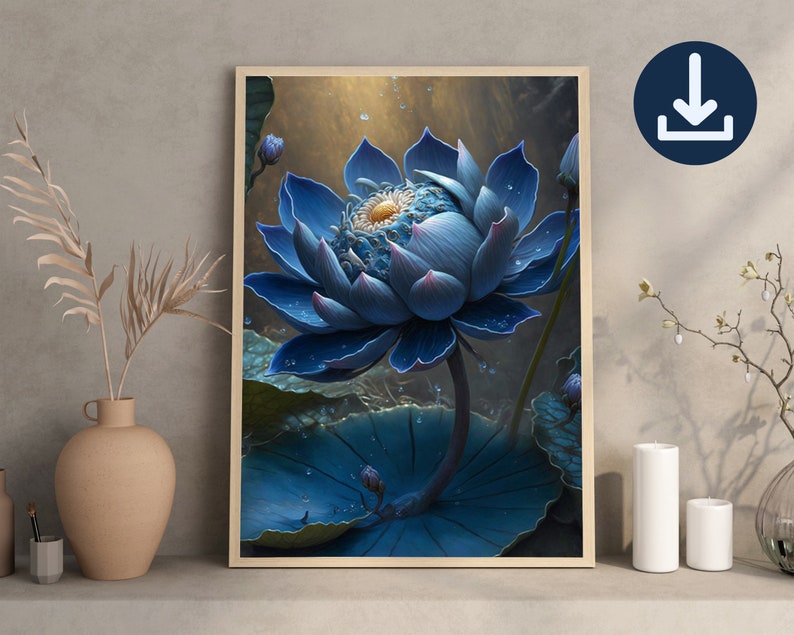 Blue Lotus Flower Poster Print | Floral Wall Art | Herbal Art Gift ...