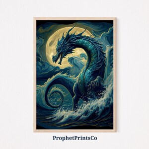 Dragon Art Poster Print / Fantasy Wall Art / Inspired By Vincent Van Gogh / Starry Night Home Décor / Printable Wall Art / DIGITIAL DOWNLOAD