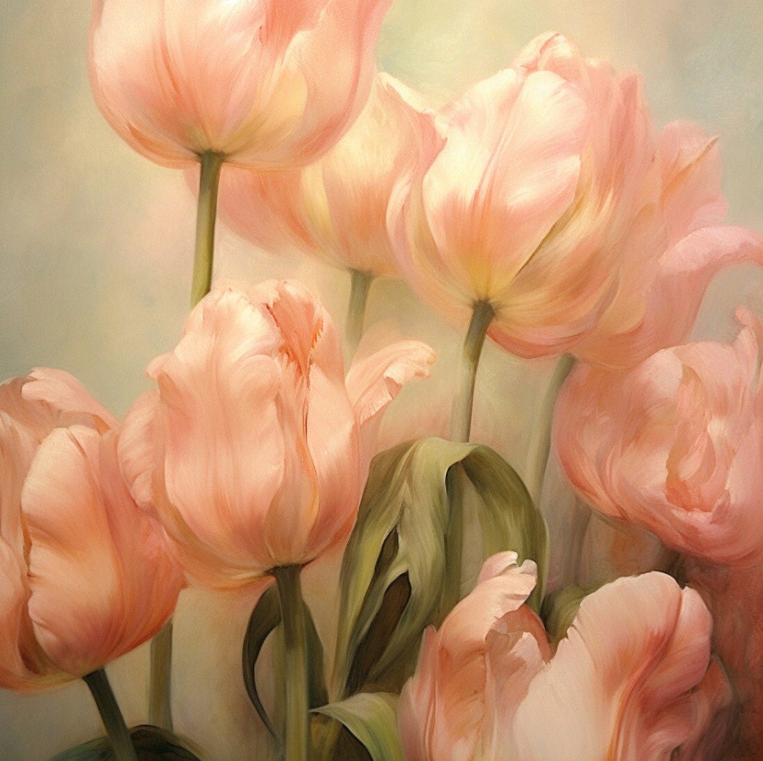 Tulip Oil Painting Print Flower Market Poster Botanical Wall Art ...